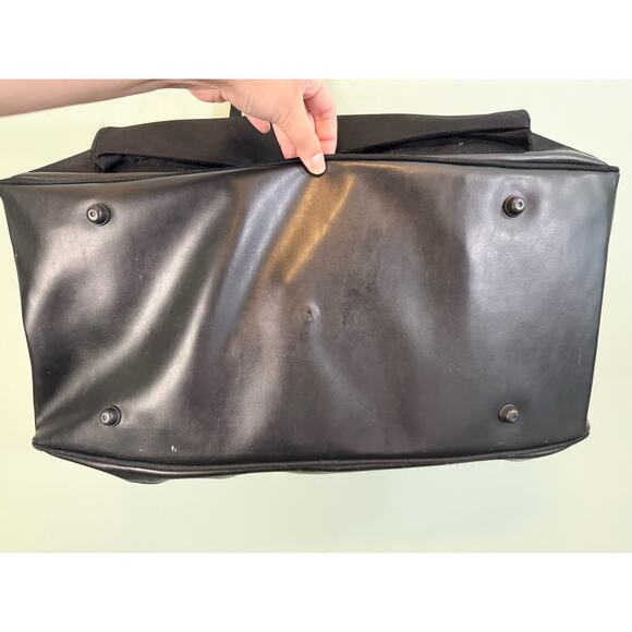 Chrome Azzaro Duffel Duffle Shoulder Hand Bag Travel Leather Gym Weekender Black - Picture 6 of 11